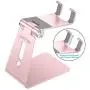 Adjustable Cell Phone Stand, OMOTON Aluminum Desktop Cellphone Stand with Anti-Slip Base and Convenient Charging Port, Fits All Smart Phones, Rose Gold