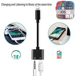 [Apple MFi Certified] Lightning to 3.5 mm Headphone Adapter Dual Ports Dongle Charger Jack&AUX Audio 3.5 mm Earphone Accessory,for iPhone 11/11 Pro/X/8,7 Plus/8 Plug and Play Support All iOS System