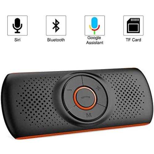 Aigoss Bluetooth Car Speakerphone for Cell Phone, Wireless Car Speaker Kit Music Player with 2 Phones Connection Simultaneous, Support Siri/Google Assistant/TF Card