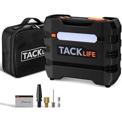 TACKLIFE ACP1B Digital Tire Inflator Portable Air Compressor 150PSI, 12V Auto Tire Pump with Overheat Protection, LCD Display, Emergency Light, 3 Nozzles and Extra Fuse