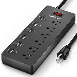 Power Strip,QOLIXM Surge Protector with 6 AC Outlets & 6 USB Charging Ports,1625W/13A,6 Feet Long Extension Cord for Multiple Devices Smartphone Tablet Laptop Computer