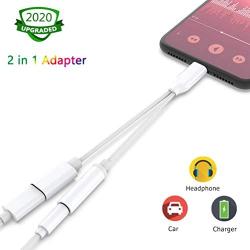 Headphones Adapter for iPhone 11 AUX Dongle Splitter 3.5 mm Headphone Adapter Jack 2 in 1 Charge & Music Converter for iPhone 8/8Plus/10/7/7 Plus/X/XS Car Charging Support iOS 13 System-White