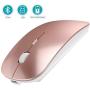 Bluetooth Wireless Mouse, Dual Mode Slim Rechargeable Wireless Mouse Silent Cordless Mouse with Bluetooth 4.0 and 2.4G Wireless, Compatible with Laptop, PC, Windows Mac Android OS Tablet (Rose Gold)