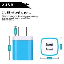 Charging Block Brick, USB Plug, NonoUV 4Pack Dual Port USB Wall Charger Travel Adapter Box Compatible with iPhone 11 Pro Max XR XS X 8 7 6 6S Plus, iPad, Samsung Galaxy S20 S10 S9 S8 Note 10 9 8 A50