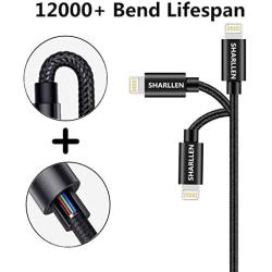 iPhone Cable Lightning Charger Cable 5 Pack 6FT SHARLLEN Nylon Braided iPhone Charging Cord Fast iPhone Data Wire USB iPhone Charging Cable Compatible iPhone 11/XS/MAX/XR/X/8/7/6/iPad/iPod/IOS Black