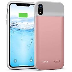 Lonlif Battery Case for iPhone XR, 5000mAh Portable Protective Charging Case, Extended Rechargeable Battery Pack Charger Case Compatible with iPhone XR (6.1 inch) (Rose Gold)