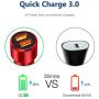 Car Charger, JSAUX Quick Charge 3.0 3A Dual USB Ports 36W Fast Car Adapter Metal Compatible with Samsung Galaxy S10 S9 S8 S20 Plus Note 10 9 8 S7, iPhone Xs Max XR X 8 7 6, iPad, LG G6 V20, Moto Red