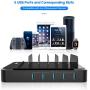 Cell Phone Charging Station Dock for Multiple Devices, 40W/8A, 5-Port USB Charging Organizer, HICITY Fast Charging Docking Station for Cell Phones and Tablets- Black