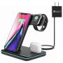 Wireless Charging Station, 3 in 1 Qi Charger for Apple Watch 1 2 3 4 5/Airpods, Wireless Charger for iPhone 11/11 Pro/11 Pro Max/XS Max/XS XR Plus Samsung S10 S9 S8 S7 and Qi-Certified Phones