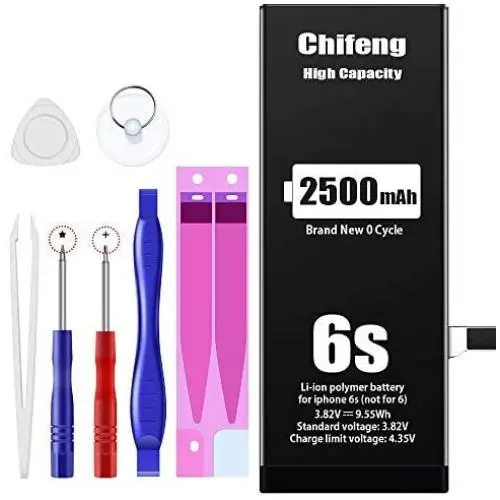 Battery fit iPhone 6s 2500mAh, Replacement Battery with High Capacity for iPhone 6s with Full Remove Tool Kit (Only for 6s) New Battery fit iPhone 6s 2500mAh, Replacement Battery with High Capacity for iPhone 6s with Full Remove Tool Kit (Only for 6s) New