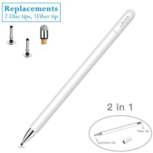 Mixoo Stylus Pen for iPad Pencil - High Sensitivity Disc & Fiber Tip 2 in 1 Universal Stylus with Magnetic Cap for iPad, iPhone, Android, Microsoft Tablets and Other Capacitive Touch Screens