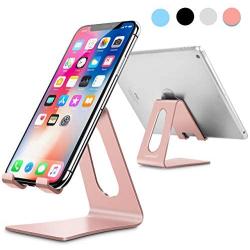 LORERAN Cell Phone Stand, Phone Dock, Phone Holder, Cradle for Smartphone and Tablet, Aluminum Stand Compatible with Samsung iPhone 11 Pro Xs Xs Max Xr X 8 7 6 6s Plus 5 5s 5c -(Rose-Pink)