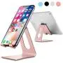 LORERAN Cell Phone Stand, Phone Dock, Phone Holder, Cradle for Smartphone and Tablet, Aluminum Stand Compatible with Samsung iPhone 11 Pro Xs Xs Max Xr X 8 7 6 6s Plus 5 5s 5c -(Rose-Pink)