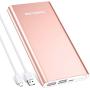 [Upgraded] Poweradd 2ND Gen Pilot 2GS 10000mAh Portable Charger External Battery Pack with Smart Charge for iPhone, Ipad, Samsung Galaxy, Smartphones and Tablets - Rose Gold