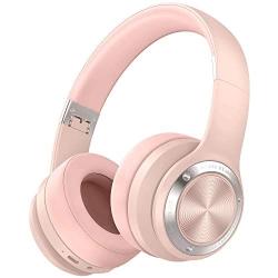 Picun B21 Wireless Headphones Over Ear, 110H Playtime Touch Control Bluetooth Headphones with Mic USB-C Charging Foldable Stereo Bluetooth 5.0 Headset for Phone Support Wired/Wireless/TF (Rose Pink)