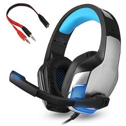 GFDGFDG Wired Stereo Gaming Headset, for PS4 PC Laptop Tablet Smart Phone Super Deep Bass Over-Ear Headphones, with Volume Control and MIC Switch