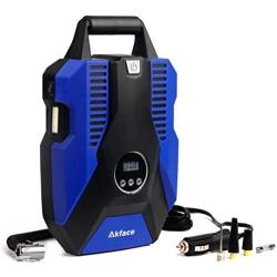 Akface Tire Inflator for Car,Portable Air Pump for Car Tires,12v DC Tire Pump,with Digital Display Up to 150PSI, Auto Shut Off at Preset Pressure Accurate Pressure Control,Blue