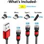 Magnetic Charging Cable [3pk 3ft/6ft/6ft] ModTech 3 in 1 USB 360 Magnetic Phone Charger - Nylon Braided Magnetic Charger - Compatible Micro USB - Type C - iProducts (Red 2A/3pck)