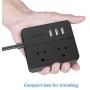 USB Power Strip JSVER Power Strip with 3 USB, Power Strip Surge Protector, 2 AC Outlet Strip, USB Charging Station with 5ft Extension Cord, Mini Power Cord for Home, Office, Dorm, Travel (Black)