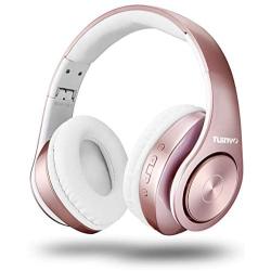 Bluetooth Headphones Wireless,Tuinyo Over Ear Stereo Wireless Headset 35H Playtime with deep bass, Soft Memory-Protein Earmuffs, Built-in Mic Wired Mode PC/Cell Phones/TV- Rose Gold