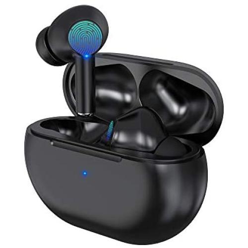 Wireless Earbuds Bluetooth 5.0 Headphones, 120H Playtime Deep Bass Stereo Sound Ear Buds with Microphone IPX5 Waterproof Built-in Dual Mics Headphones with Charging Case for iPhone Samsung Android