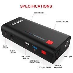 GOOLOO 1200A Peak 18000mAh SuperSafe Car Jump Starter with USB Quick Charge 3.0 (Up to 7.0L Gas or 5.5L Diesel Engine), 12V Portable Power Pack Auto Battery Booster Phone Charger Built-in LED Light