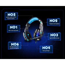 KOTION Each G9000 3.5mm Game Gaming Headphone Headset Earphone Headband with Microphone LED Light for Laptop Tablet Mobile Phones (Blue)