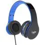 Elecder i40 Headphones with Microphone Foldable Lightweight Adjustable Wired On Ear Headsets with 3.5mm Jack for iPad Cellphones Laptop Computer Smartphones MP3/4 Kindle Airplane School (Black/Blue)
