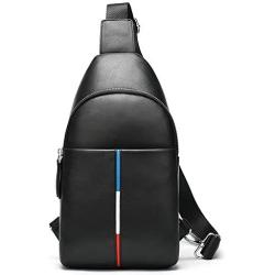 NKns Gifts for Men Leather Mens Chest Bag Casual Shoulder Bag Waterproof Backpack Waterproof Mobile Phone Bag