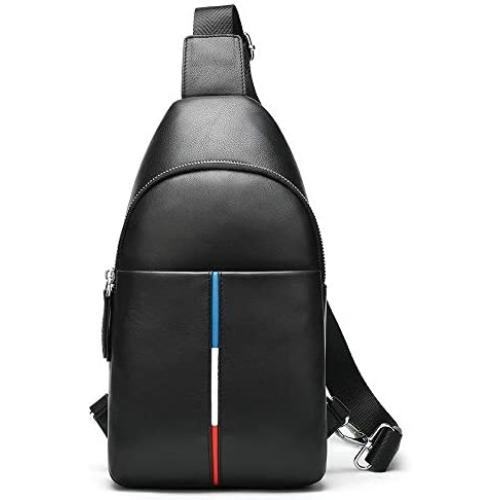 NKns Gifts for Men Leather Mens Chest Bag Casual Shoulder Bag Waterproof Backpack Waterproof Mobile Phone Bag