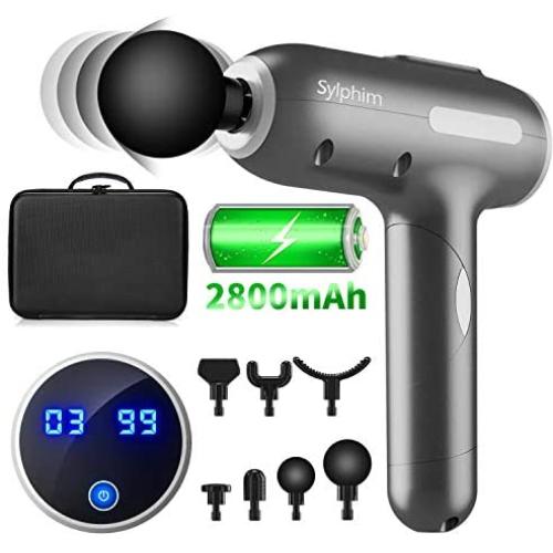 Massage Gun Muscle Neck Back Shoulder Massager- Handheld Deep Tissue Percussion Massager, Rechargeable Powerful Massager with 7 Massage Head Attachments & Portable Bag(Black)