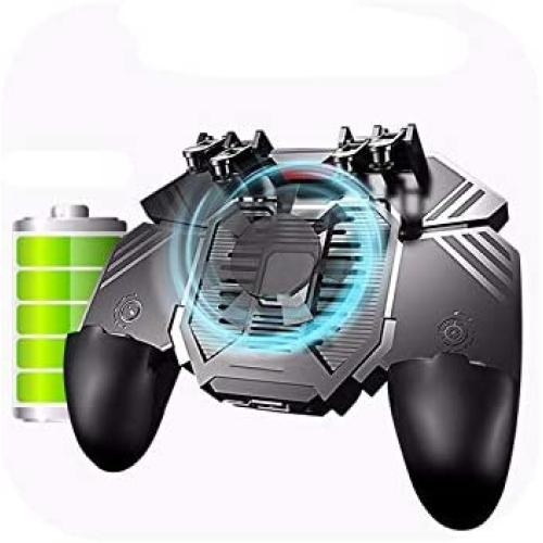 Game Controller | Ak77 Cooling Fan Pubg Game Controller Gamepad Six Finger Trigger Shooting Joystick Gamepad for iOS Android Mobile Phone 1200 Mah