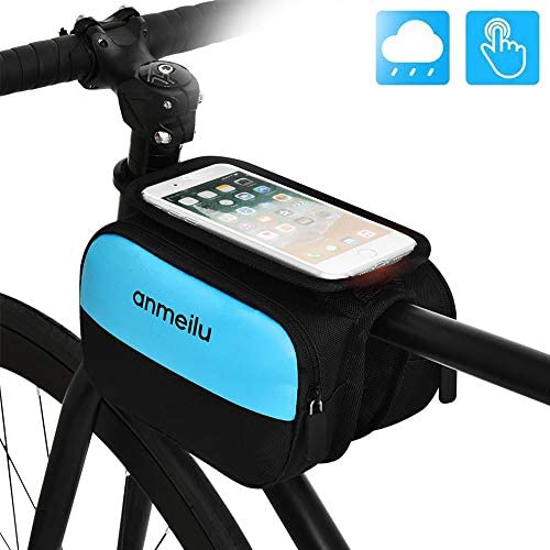 JHM Bike Frame Bag, Bicycle Phone Holder, Waterproof Cycling Front Top Tube Pouch Bike Frame Phone Mount Crossbar Storage Bags for Phone Smartphones Below 6.0