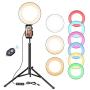 8" RGB Ring Light with Stand Tripod & Cell Phone Holder for Live Stream/Makeup, Zomei Selfie Led Ringlight for YouTube Video/Photography Compatible with iPhone, iPad, Android Smart Phone