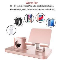 Fingic 4 in 1 Charging Stand for Apple Watch (5/4/3/2/1), Airpods Pro 2019, Airpod 2/1, iPhone SE 2020/11 Pro/X/XS/XR/Xs Max/8 Plus, Charging Dock Station for iPad Stand Tablet Stand Samsung,Rose Gold