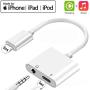 for iPhone Adapter 3.5 mm Jack Headphone and Splitter Charger Adapter for iPhone 11/11 Pro Max/XS/XS Max/XR/8/8 Plus/7/7 Plus 3.5mm Aux Audio Earphone Charger Cable Adaptor Connector Support All iOS