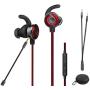 2019 Gaming Earbuds with Mic, Megadream Noise Cancelling Stereo Bass Gaming Earphone E-Sport Earphone, 3.5mm Jack, Desktop Adapter, for PS4/Xbox One/Laptop/Cellphone (Black + Red)