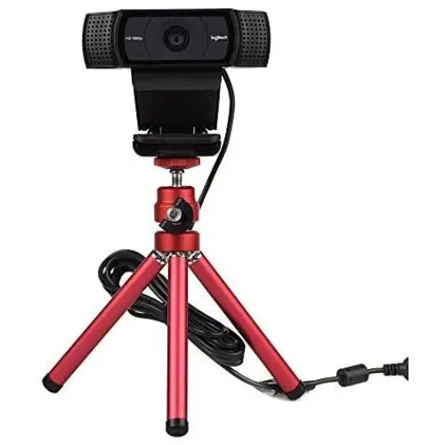 Lightweight Mini Webcam Tripod for Logitech Webcam C920 C922 Small Camera Tripod Mount Cell Phone Holder Stand (Red)