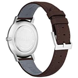 Hugo Mens #Exist - Ultra Slim Quartz Stainless Steel and Leather Strap Casual Watch, Black, 1520014