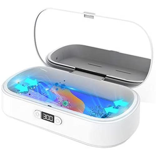 UV Cell Phone Clean Box, Wireless Charging Station Portable Smart Phone Cleaner Cell Phone Cleaners for iPhone Android Phones Toothbrush Jewelry Watches