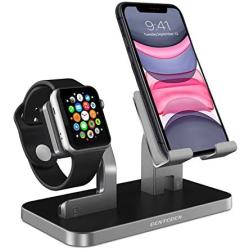 BENTOBEN Cell Phone Stand Compatible with Apple Watch Universal Desktop Stand Holder for iWatch Series 5/4/3/2/1 iPhone 11 Pro Max XS XR X 8 7 6S 6 Plus, Space Gray