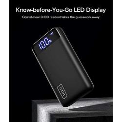 INIU Portable Charger, LED Display 20000mAh Dual 3A High-speed Ports with USB C Input Flashlight Power Bank, External Phone Battery Pack for iPhone XS X 8 7 Plus Samsung S10 Google LG iPad Airpod etc.