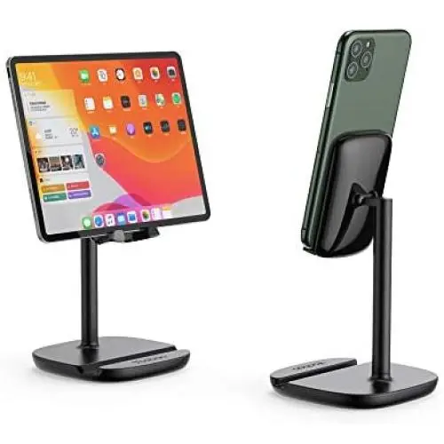 Cell Phone Stand for Desk Yoobao Adjustable Tablet Stand Phone Holder for FaceTime Zoom Video Compatible iPhone 11 Pro Xs Max Xr X 8 7 6, iPad Pro, All Smartphones, Tablets(4 to 11 inch) & More-Black