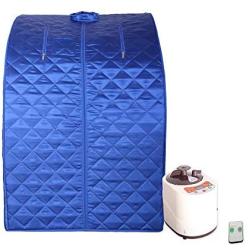 Smartmak Portable Steam Sauna, at Home Full Body One Person Spa Tent, 2L Steamer with Remote Control, eco-Friendly Indoor Weight Loss Detox Therapy, Herbal Box Included(US Plug)- Blue