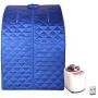 Smartmak Portable Steam Sauna, at Home Full Body One Person Spa Tent, 2L Steamer with Remote Control, eco-Friendly Indoor Weight Loss Detox Therapy, Herbal Box Included(US Plug)- Blue