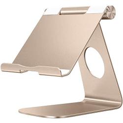 OMOTON Adjustable Tablet Stand iPad Stand Compatible with iPad 10.2 2019, New iPad Pro 11/12.9 inch 2020, iPad 9.7 2018, iPad Mini, iPad Air, Nintendo Switch, and All Cellphones Smart Phones, Gold