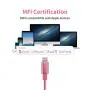 iPhone Charger, Mfi Certified Lightning Cables 5Pack 2x3Ft 2x6Ft 10Ft to USB Syncing Data and Nylon Braided Cord Charger for iPhone 11/11 Pro Max/XS MAX/XR/XS/X/8/7/Plus/6S/iPad(Pink)