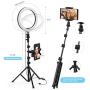 UFula 10.2" Selfie Ring Light with Tripod Stand & Phone/Pad Holder for Live Sream/Makeup Mini LED Camera Ringlight for YouTube Video/Photography Compatible with iPhone 11 Xs Max XR iPad Android