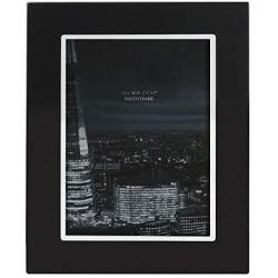 Happy Homewares Modern Polished Silver Aluminium & Black Glass 5" x 7" Picture Frame