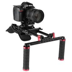 CAMVATE 15mm Rod Clamp Handgrip with for DSLR Camera Shoulder Mount Supporting Rig(Red)